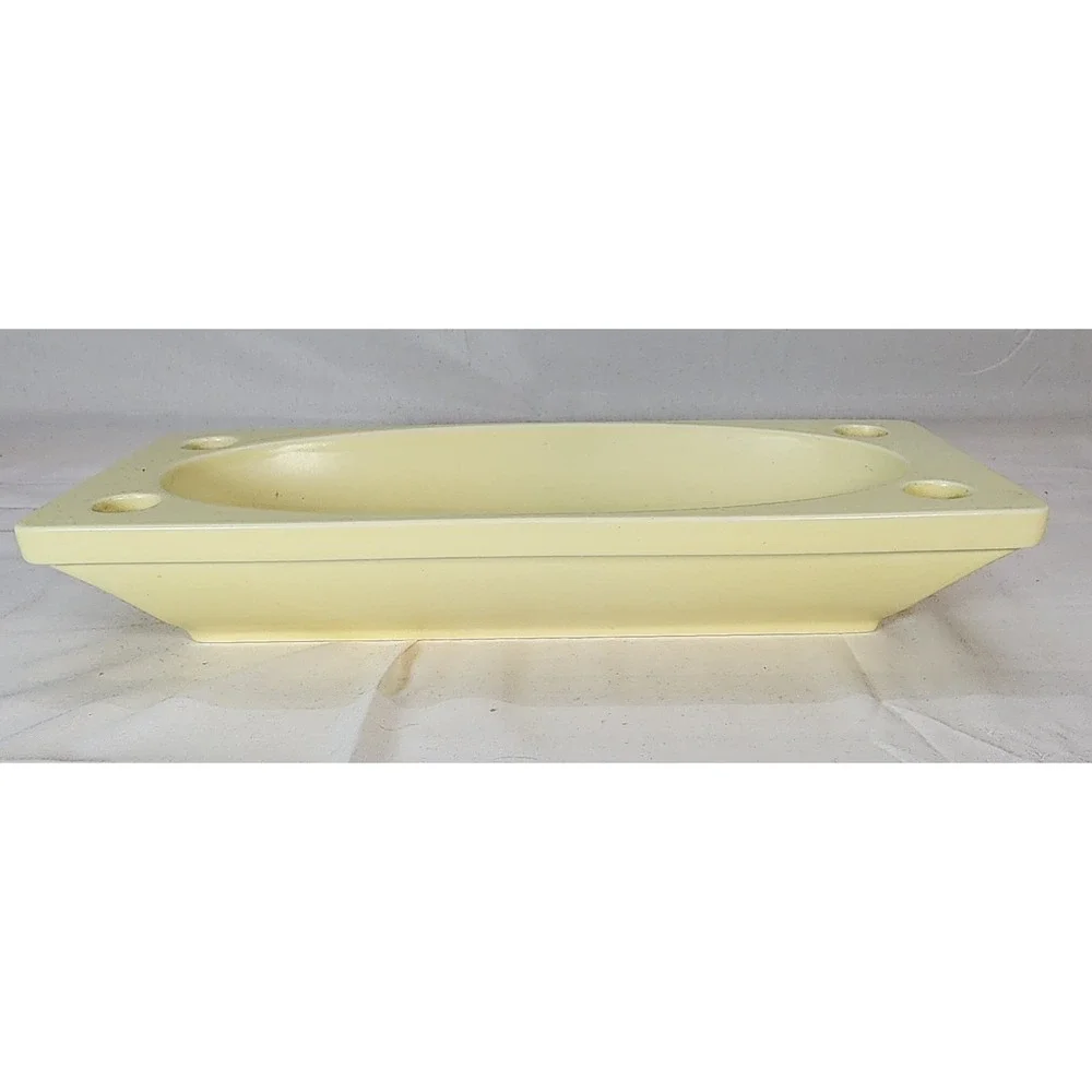 Vintage Mid-Century Hyalyn Pottery Yellow Planter Vase Approx. 13x5.5x2 USA #438